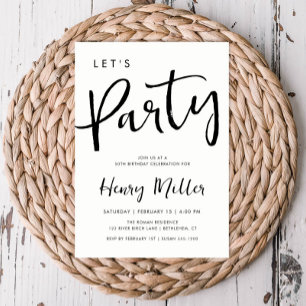 Let's Party Minimalist Birthday Celebration Invitation