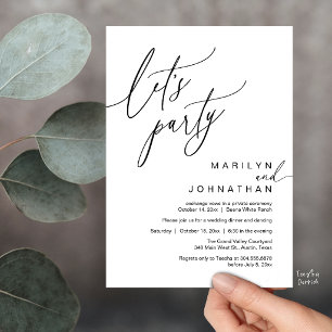 Let's Party, Modern Romantic Wedding Reception Invitation