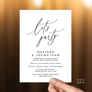 Let's Party, Modern Romantic Wedding Reception Invitation