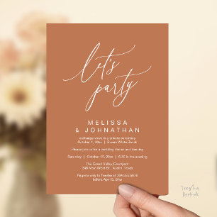 Let's Party, Modern Romantic Wedding Reception Invitation