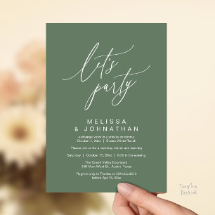Let's Party, Modern Romantic Wedding Reception Invitation