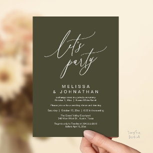 Let's Party, Modern Romantic Wedding Reception Invitation