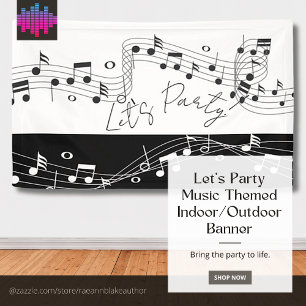 Let's Party Music Themed Indoor/Outdoor Banner