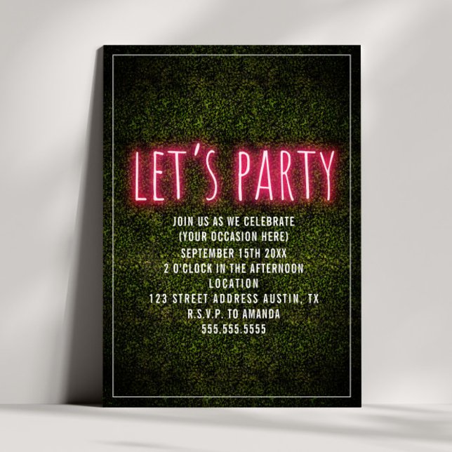 Let's Party Neon Boxwood Generic All Purpose Invitation (Creator Uploaded)
