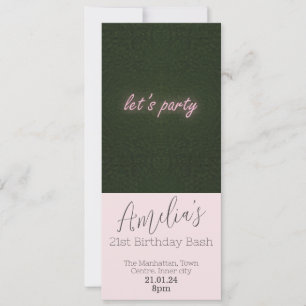 lets Party Neon Pink Invitation