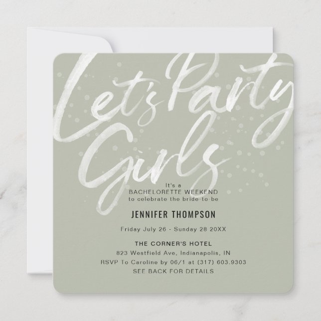 Let's Party Olive Bachelorette Party Invitation (Front)