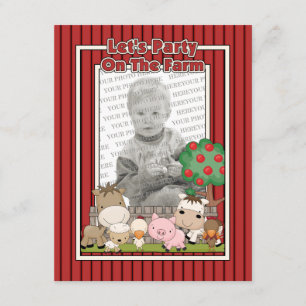 Let's Party On The Farm (Photo Card) Invitation