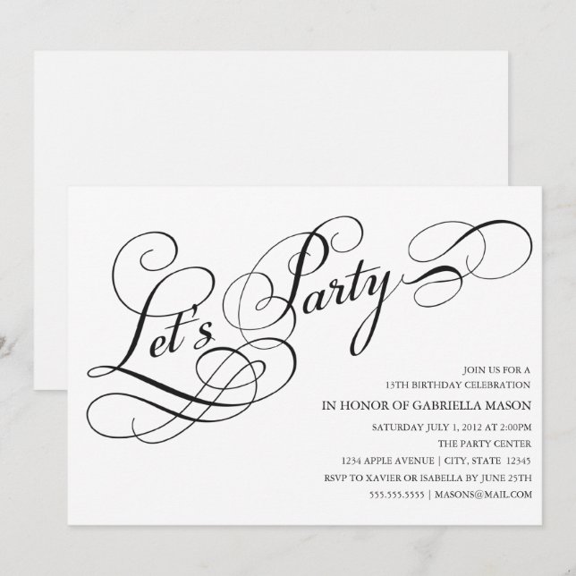 Let's Party | Party Invite (Front/Back)