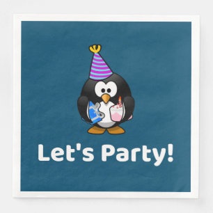 Let's Party! Penguin Funny Birthday Party Napkin