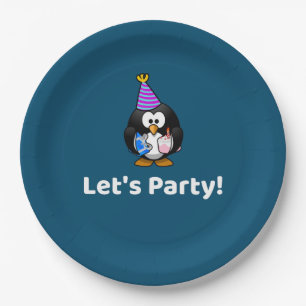 Let's Party! Penguin Funny Birthday Party Paper Plate
