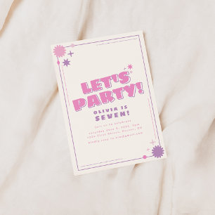Let's Party Pink and Purple Birthday Invite