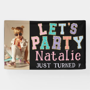 Let's Party Preppy Faux Chenille Birthday Party  Banner