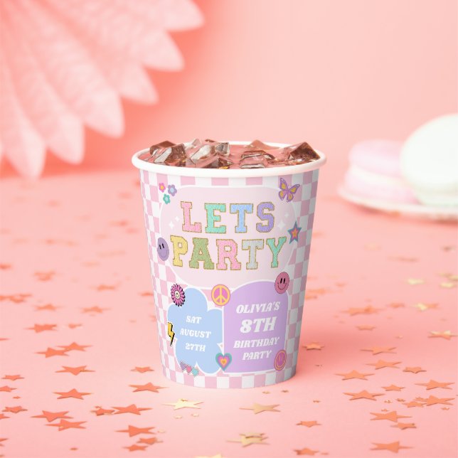 Let's Party Preppy Varsity Patch Birthday Party Paper Cups (Insitu)