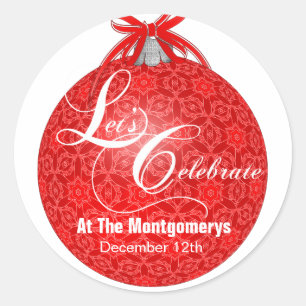Let's Party, Red Lace Ornament Classic Round Sticker