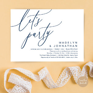 Let's Party, Romantic Wedding Dinner and Dancing Invitation