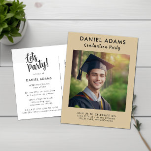 Lets Party Simple Script Grad Party Invitation Postcard