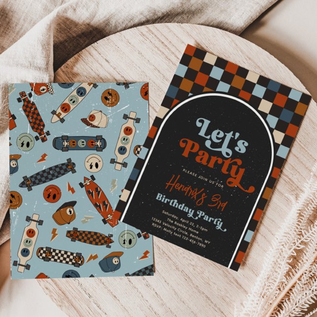 Let's Party Skateboard Birthday Invitation (Creator Uploaded)