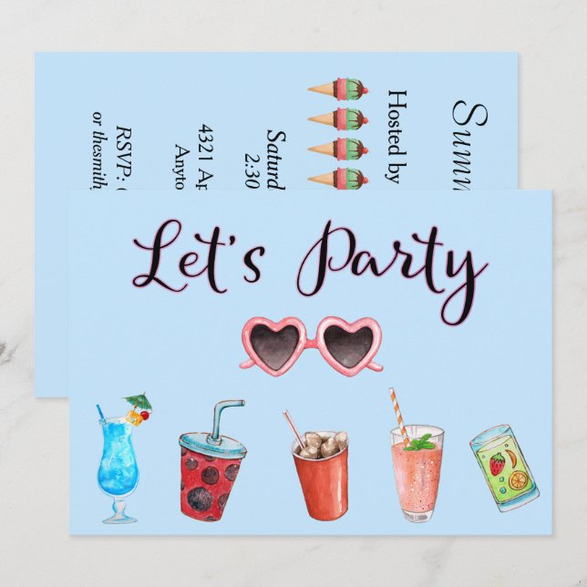 Let's Party Summer Soiree Invitation (Front/Back)