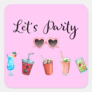 Let's Party Summer Soiree Square Sticker