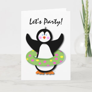 Let's Party Swimming Penguin Card