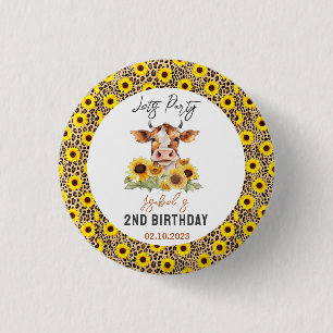 Let's Party Till the Cows Come Home 2nd Birthday 3 Cm Round Badge