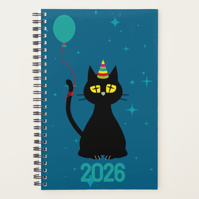 LET'S PARTY! - Tipsy Black Cat Planner (Front)
