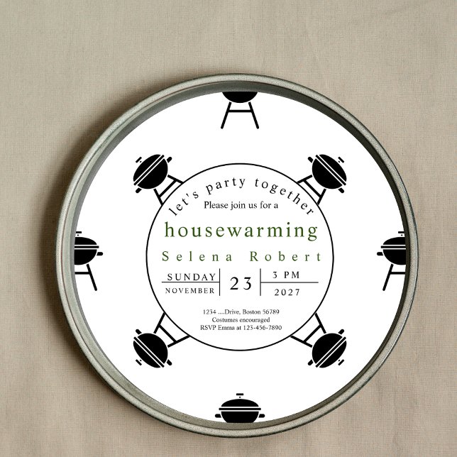 let's party together BBQ record housewarming  Invitation (Creator Uploaded)