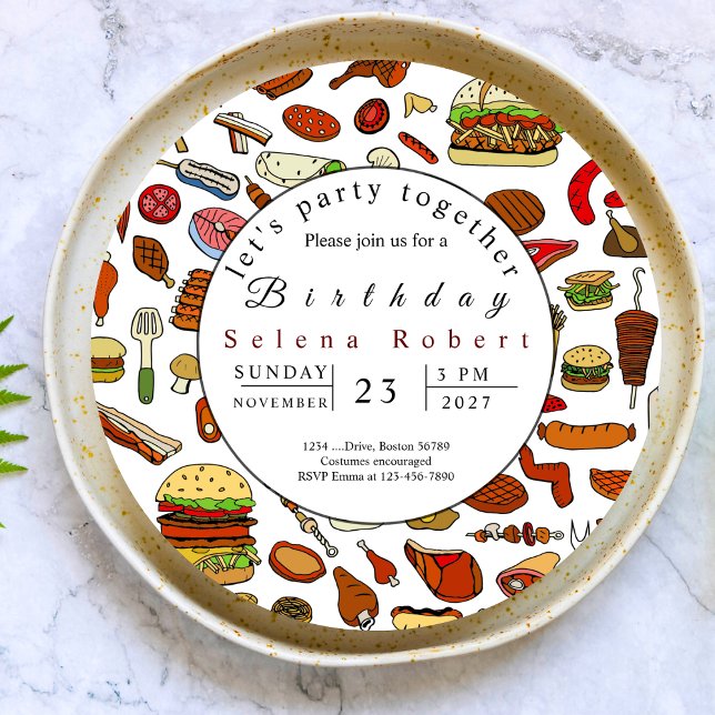 let's party together BBQ record invitation (Creator Uploaded)