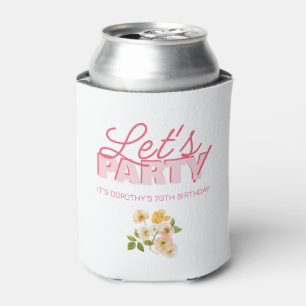 Let's Party Trendy Pink Lettering 70th Birthday Can Cooler