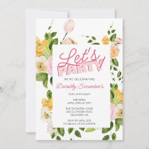 Let's Party Trendy Typography 70th Birthday Invitation