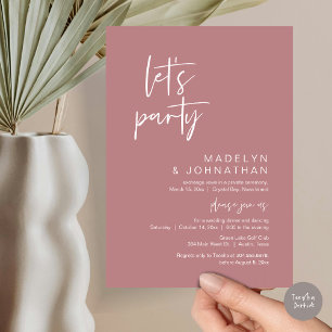 Let's Party, Wedding Elopement Dinner and Dancing Invitation