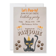 Let's Paw-ty!-Cute Black Cat Wearing Birthday Hat