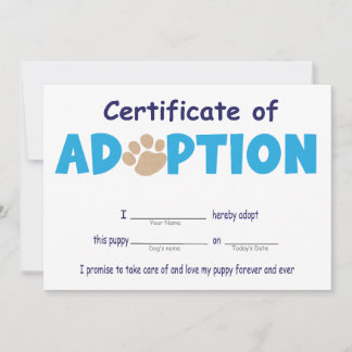 Let's Paw-ty, Pet Adoption Certificate  Invitation