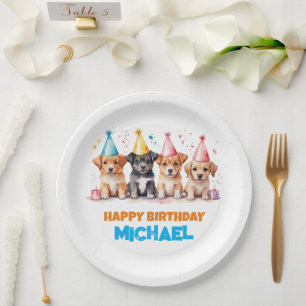 Lets Paw-ty Puppy Dog Birthday Party Paper Plate