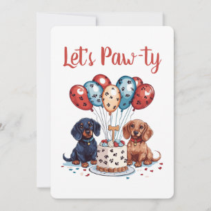 Let's Pawty Birthday Dachshund Dogs Invitation
