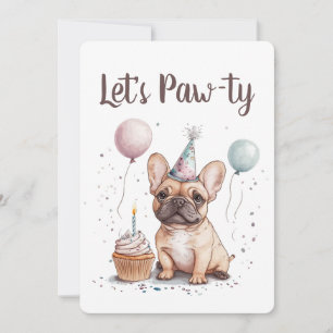 Let's Pawty Birthday French Bulldog Invitation