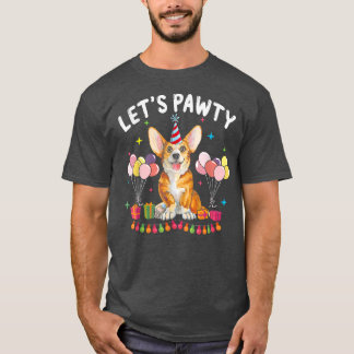 Lets Pawty Birthday Pembroke Welsh Corgi Kid Dog P T-Shirt