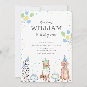 Let's Pawty Blue Boy Dog Birthday Invitation