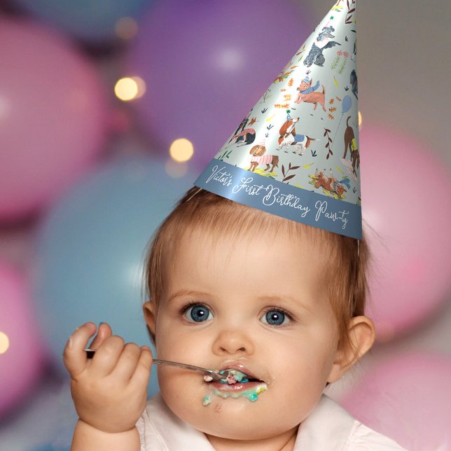 Lets Pawty Blue Dog Puppy Birthday Party Party Hat (Lets Pawty Blue Dog Puppy Birthday Party Party Hat)