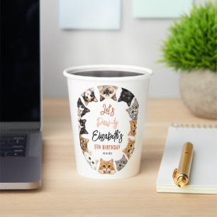 Let's Pawty Cat 5th Birthday Custom Birthday Kid Paper Cups
