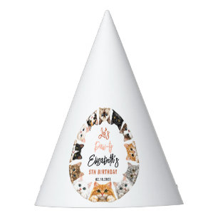Let's Pawty Cat 5th Birthday Custom Birthday Kid Party Hat