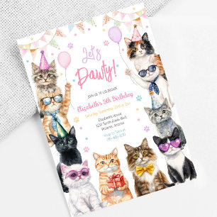Let's Pawty Cat Kitten Birthday Party Invitation