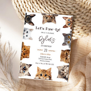Let's Pawty Cat Kitten Birthday Party Invitation
