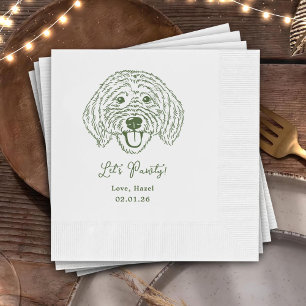 Let's Pawty Custom Dog Drawn Cocktail Wedding Napkin
