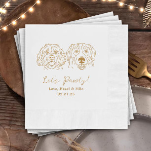 Let's Pawty Custom Dog Drawn Cocktail Wedding Napkin