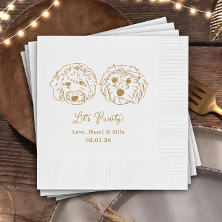 Let's Pawty Custom Dog Drawn Cocktail Wedding Napkin