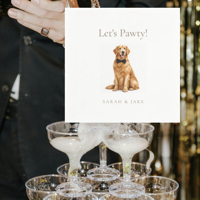 Let's Pawty! Custom Pet Bow Tie Wedding II Napkin (Creator Uploaded)