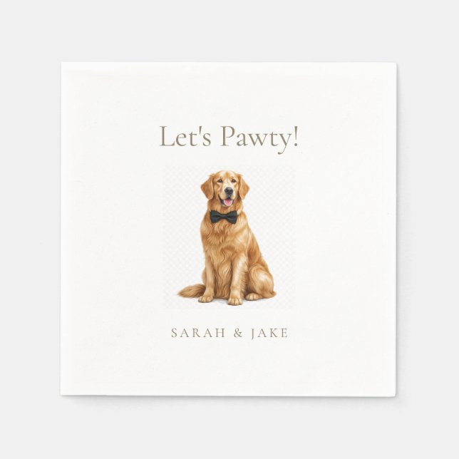 Let's Pawty! Custom Pet Bow Tie Wedding II Napkin (Front)