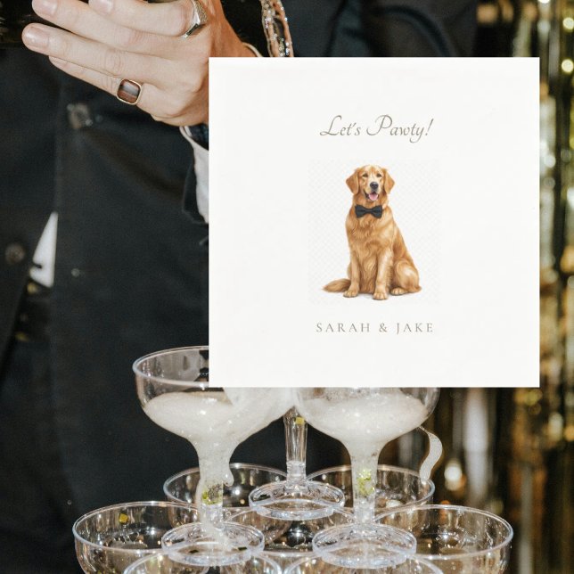Let's Pawty! Custom Pet Bow Tie Wedding Napkins (Creator Uploaded)