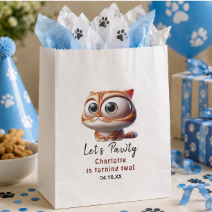 Let's Pawty! Cute Cat 2nd Birthday Party Favour Bags